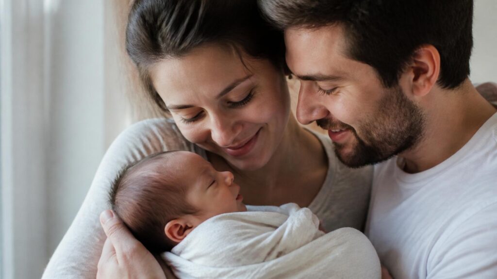 Mom, Dad and newborn baby